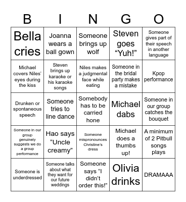 Wedding! Bingo Card