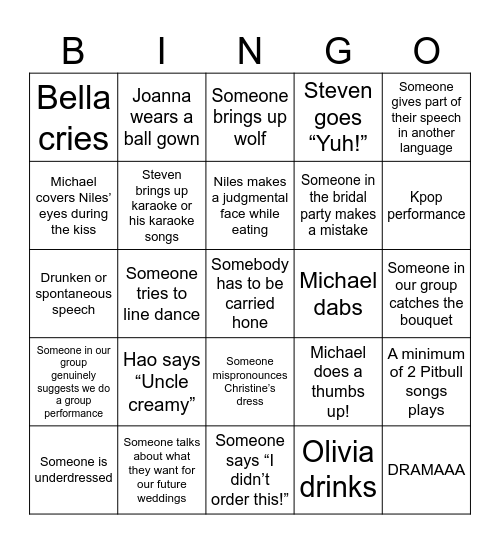 Wedding! Bingo Card