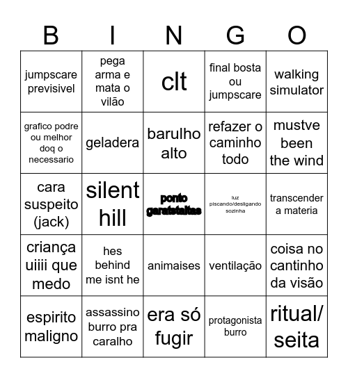 terror games Bingo Card