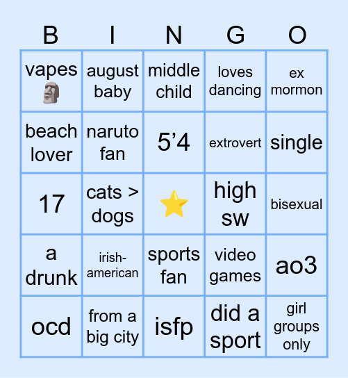 Sasha🦋 Bingo Card