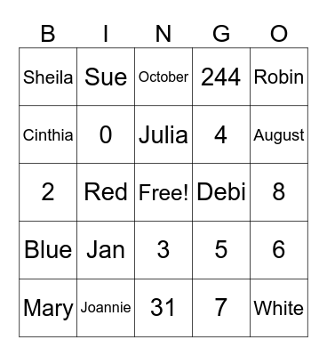 Birthday Girl Bingo! Bingo Card