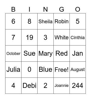 Birthday Girl Bingo Card