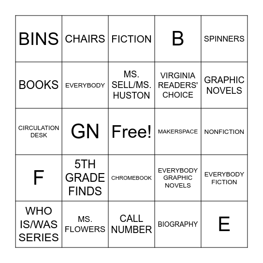 LIBRARY BINGO Card
