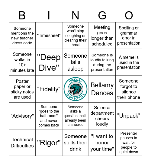 Welcome Back Bingo Card