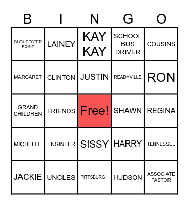 TNS WHO, WHAT, AND WHERE Bingo Card