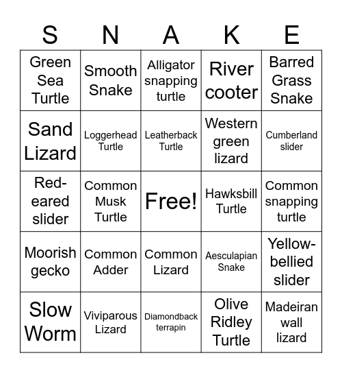 A Generation of Vipers Bingo Card