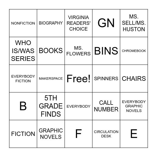 LIBRARY BINGO Card
