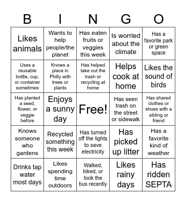 Environmental Science Bingo Card