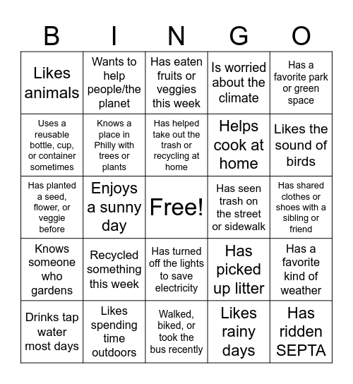 Environmental Science Bingo Card