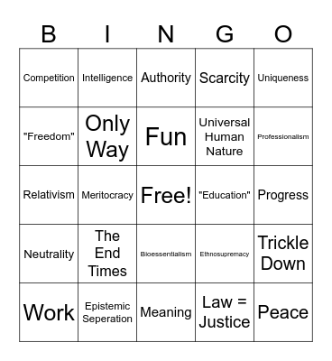 Systemic Myths Bingo Card