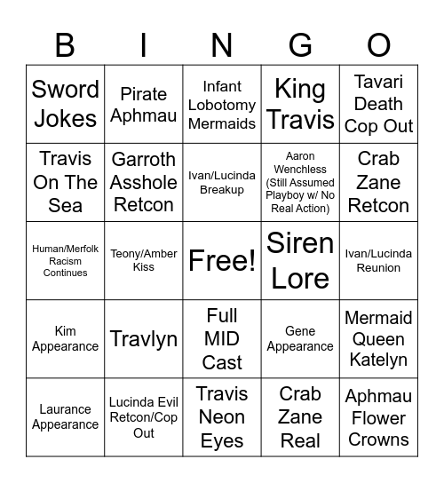 Mermaid Tales Bingo Card