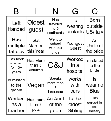 Find the Guest Bingo Card