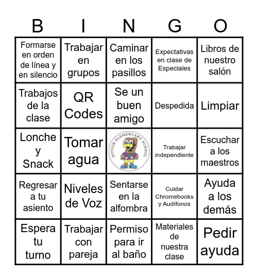 Procedimientos de la clase Bingo Card