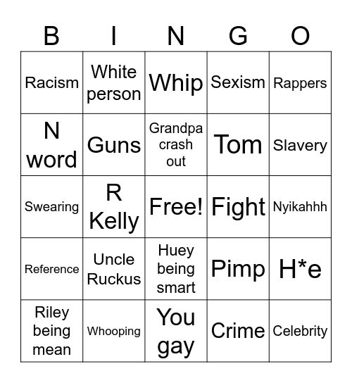 Boondocks Bingo Card