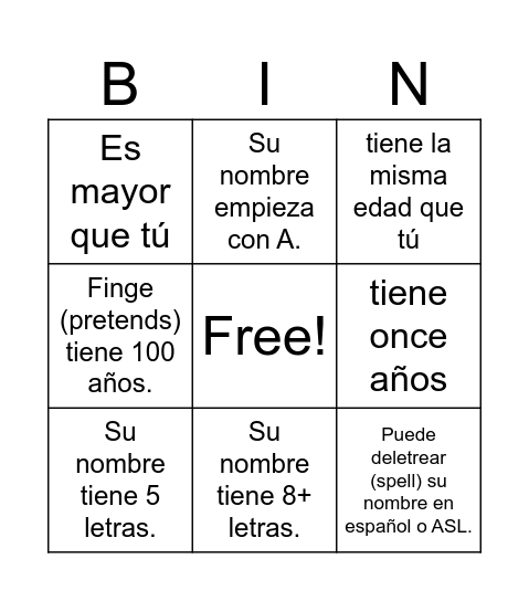 Untitled Bingo Card