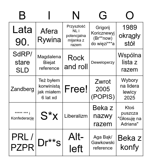 obóz letni młodej lewicy (kjs01 ver pre-alfa) Bingo Card