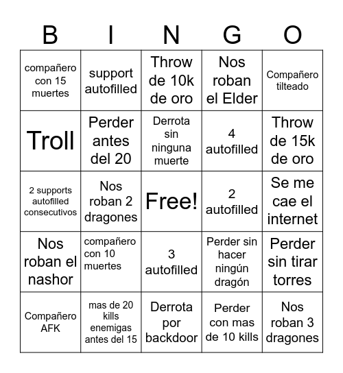 SoloQ MKOI Supa Bingo Card