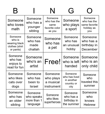 Get-To-Know-You BINGO! Bingo Card