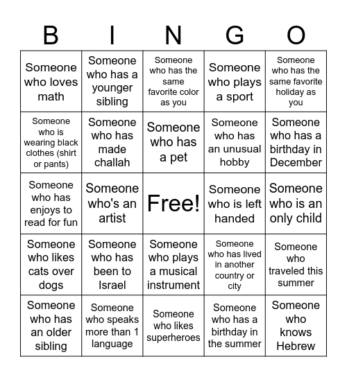 Get-To-Know-You BINGO! Bingo Card