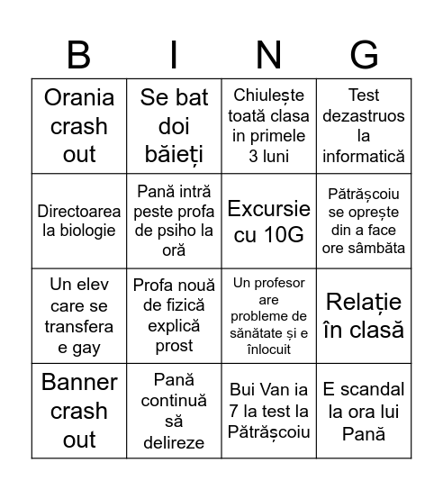 10E BINGO 2025-2026 Bingo Card