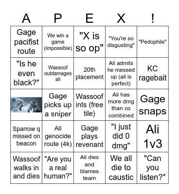Ali And Friends Bingo Card
