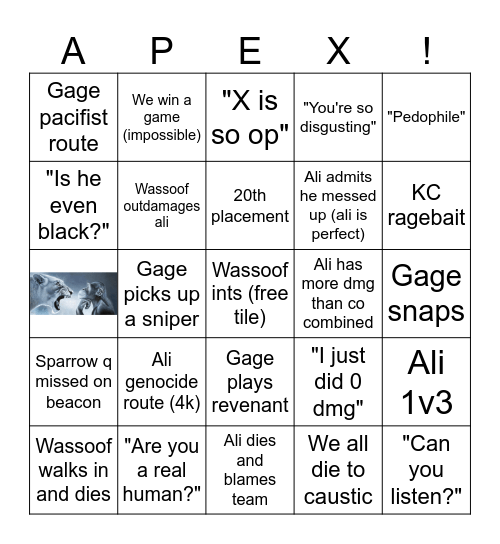 Ali And Friends Bingo Card