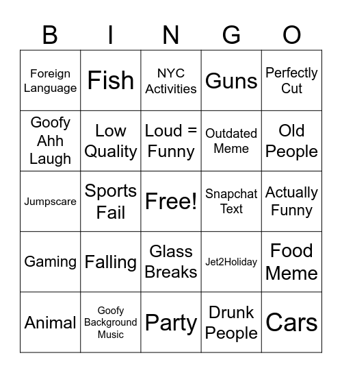 Unusual Memes Bingo Card
