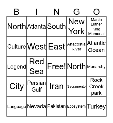 GeoChallenge Bingo Card