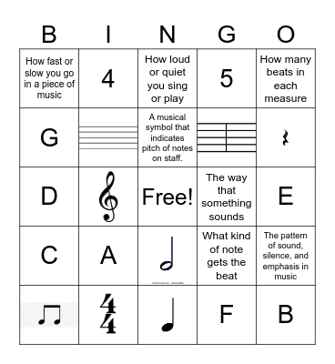 Music Bingo Card