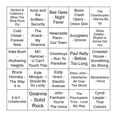 ★ Music Bingo w Bonnie Anne ★ Bingo Card
