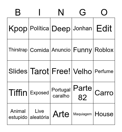 TIKTOK BINGO Card