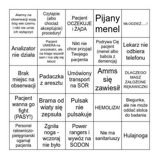 SOR Bingo Card