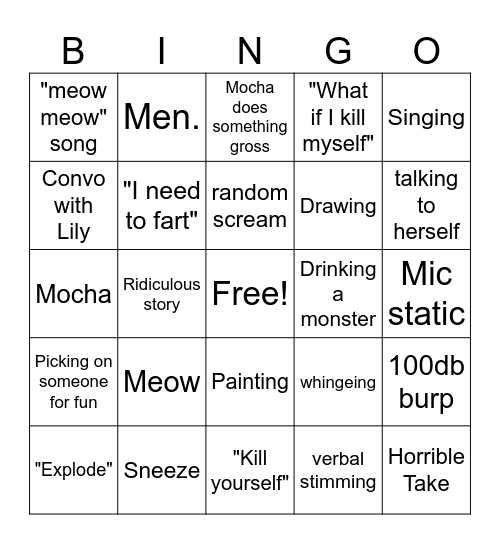 Allicia VC Bingo Card