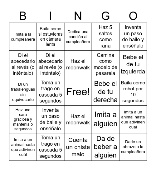 Kristtell’s Birthday Bingo Card