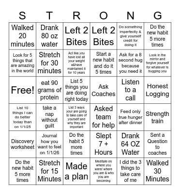 End the Year Strong 2025 Bingo Card