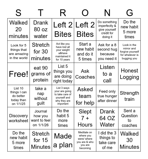 End the Year Strong 2025 Bingo Card