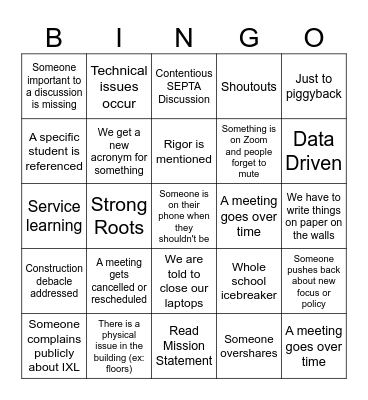 PD Bingo Card
