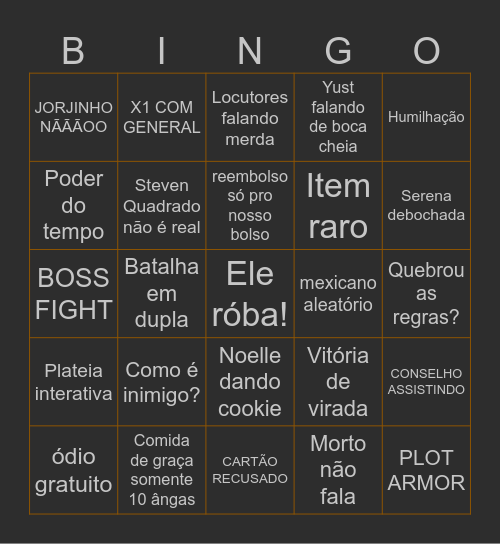 Bingo do torneio da FEDERAÇÃO Bingo Card
