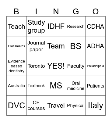 DVC Bingo Card
