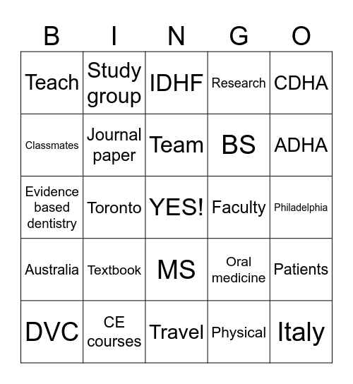 DVC Bingo Card