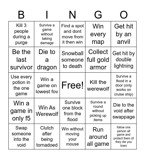 Disasters Bingo Card