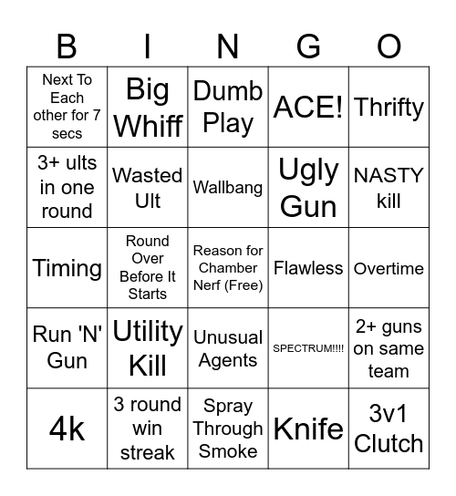 VCT Bingo Card