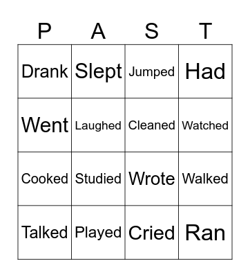 Past Tense Verbs Bingo Card