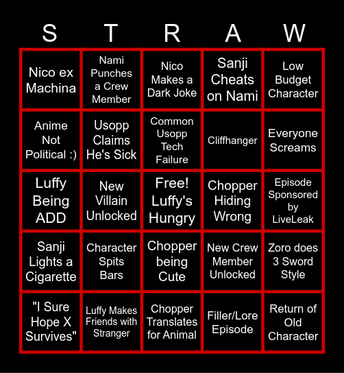 One Piece Bingo Card