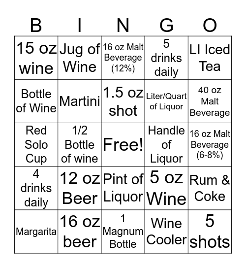 Boozy Bingo Card