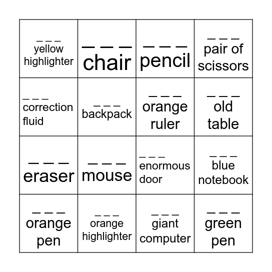 What is this? / This is _ _ _ _ _ . Bingo Card