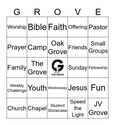 THE GROVE BINGO Card