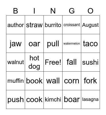Upper week 4 bingo Card