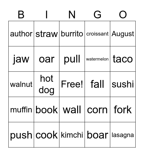 Upper week 4 bingo Card