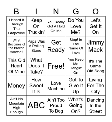 Motown Bingo Card